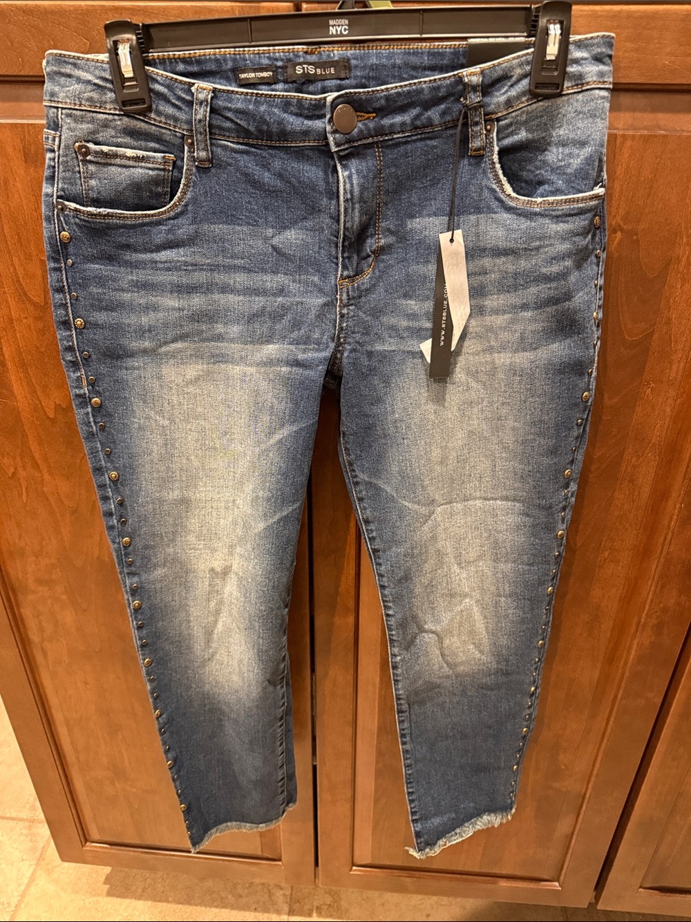 STS Blue Medium Blue Cropped Ankle Jeans with Side Studs